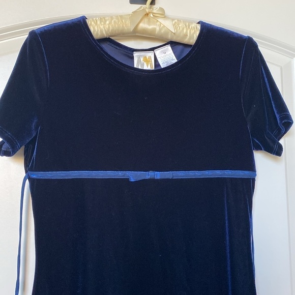 Vintage New Moves Velvet Dress Girls 14 Navy Retro 90’s Y2K Event fairy grunge - Picture 3 of 6